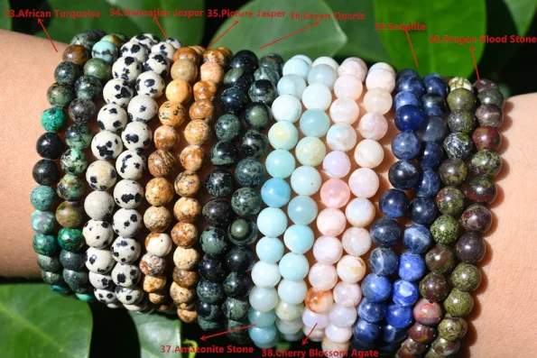 70 Kinds of 6MM Round Gemstone Bracelet