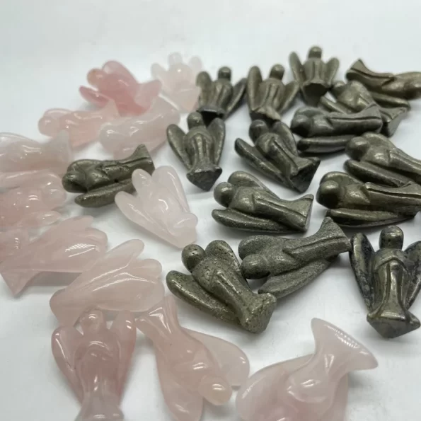 mini rose quartzpyrite angel carving wholesale wholesale crystals