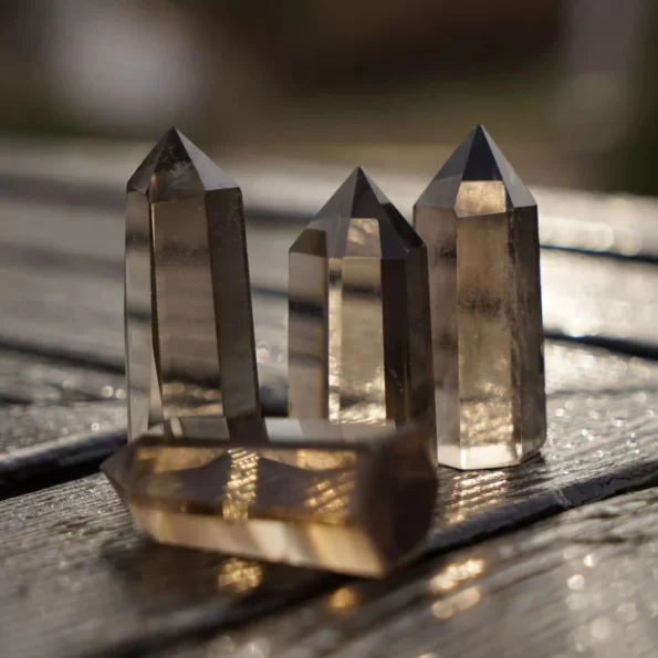 smoky quartz crystal point tower