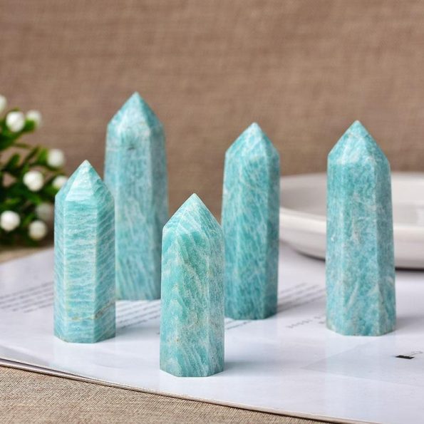 Natural Crystal Point amazonite Healing Obelisk reseda Quartz Wand green Ornament for Home Decor