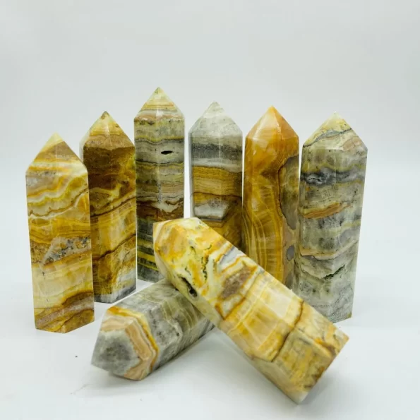 grey yellow onyx points tower wholesale crystals