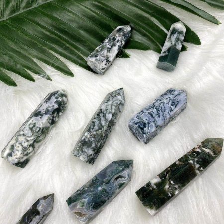 high quality green moss agate points wholesale 2